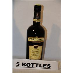 5 BOTTLES OF FORTY CREEK CANADIAN  WHISKY