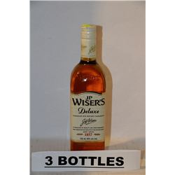 3 BOTTLES OF J.P. WISER'S DELUX CANADIAN RYE