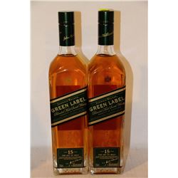 2 BOTTLES OF JOHNNIE WALKER GREEN LABEL BLENDED
