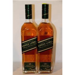 2 BOTTLES OF JOHNNIE WALKER GREEN LABEL BLENDED
