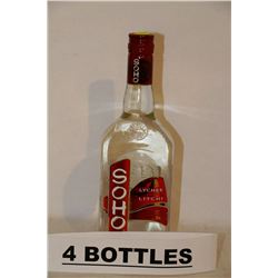 4 BOTTLES OF SOHO LYCHEE FLAVOURED LIQUOR