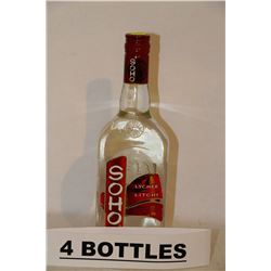4 BOTTLES OF SOHO LYCHEE FLAVOURED LIQUOR