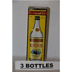 3 BOTTLES OF R. JELINEK KOSHER SLIVOVITZ PLUM