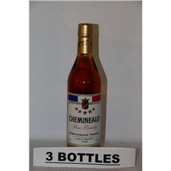 3 BOTTLES OF CHEMINEAUD FINE BRANDY