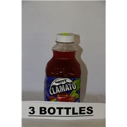3 BOTTLES OF MOTT'S CLAMATO THE ORIGINAL