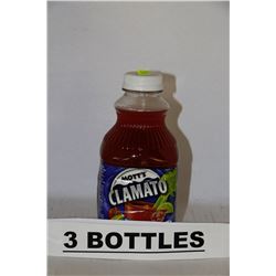 3 BOTTLES OF MOTT'S CLAMATO THE ORIGINAL