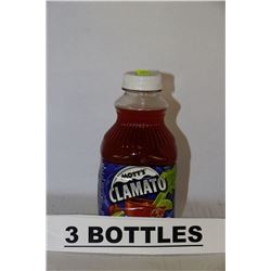 3 BOTTLES OF MOTT'S CLAMATO THE ORIGINAL