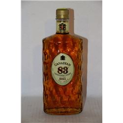 750ML BOTTLE OF CANADIAN 83 CANADIAN WHISKY