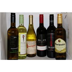 6 BOTTLES OF ASSORTED RED & WHITE WINE