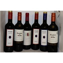 6 BOTTLES OF ASSORTED RED WINE