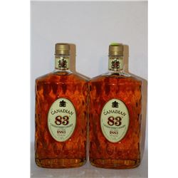 2 BOTTLES OF CANADIAN 83 CANDIAN WHISKY