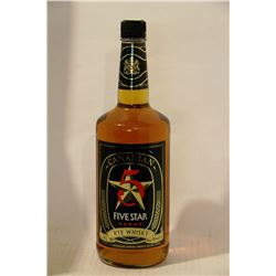 1.14L BOTTLE OF CANADIAN 5 STAR RYE WHISKY