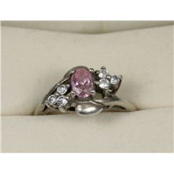 .925 PINK STONE SILVER RING