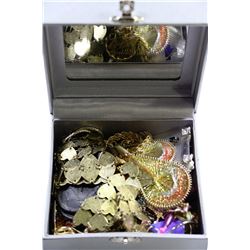 COSTUME JEWELLERY BOX WITH EARRINGS