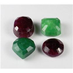 MIXED LOT OF 4 LOT OF EMERALD & RUBY GEMSTONES