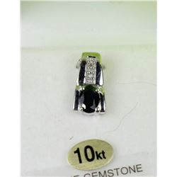 10KT WHITE GOLD SAPPHIRE  AND DIAMOND PENDANT