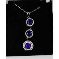 .925 SILVER PENDANT + NECKLACE- DEEP BLUE SAPPHIRE