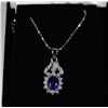 Image 1 : .925 SILVER PENDANT + NECKLACE - BLUE SAPPHIRE+CZ