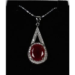 .925 SILVER PENDANT + NECKLACE - RUBY+CZ