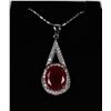 Image 1 : .925 SILVER PENDANT + NECKLACE - RUBY+CZ