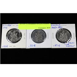 SET OF 3 CANADIAN 50 CENT COINS