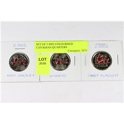 SET OF 3 2002 COLOURISED CANADIAN QUARTERS