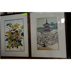 PAIR OF JAPANESE WOOD BLOCK PRINTS - W/ COA
