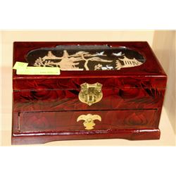 JAPANESE CORK JEWELRY BOX WITH CONTENTS