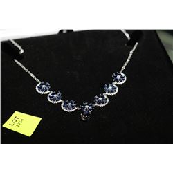 .925 SILVER NECKLACE GEMSTONE - TANZANITE + CZ