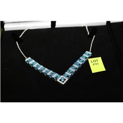 SILVER .925 NECKLACE - SWISS BLUE TOPAZ + CZ
