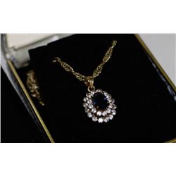 10K GOLD BLUE STONE NECKLACE