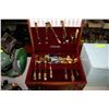 Image 1 : GOLDEN SILVERWARE IN WOODEN BOX
