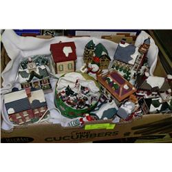 BOX OF CHRISTMAS PORCELIAN LIGHTHOUSES