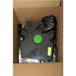 XBOX WITH 2 CONTROLLERS, REMOTE & 16 GAMES