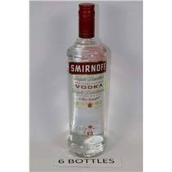 SIX 750ML BOTTLES OF SMIRNOFF VODKA 40%