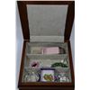 Image 1 : WOOD JEWELLERY BOX WITH CONTENTS