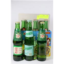 LOT OF 6 1960'S-70'S VINTAGE FILLED POP BOTTLES