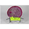 Image 1 : THICK PINK AGATE SLICED & POLISHED ON STAND