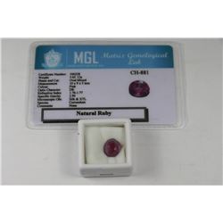 NATURAL PINK RUBY WITH CERTIFICATE