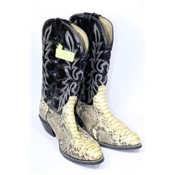 SNAKESIN AND LEATHER COWBOY BOOTS - SIZE: 11.5 MEN