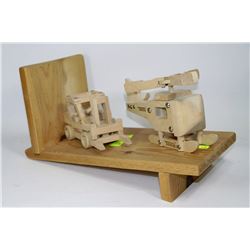 WOODEN TONKA HELICOPTER AND FORKLIFT