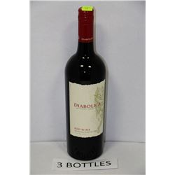 THREE 750ML BOTTLES OF DIABOLICA RED WINE 13.5%