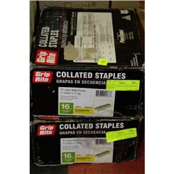 TWO CASES OF GRIP RITE 1" CROWN STAPLES