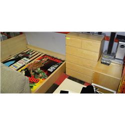 BED FRAME, 5 DRAWER CHEST & 3 DRAWER CHEST