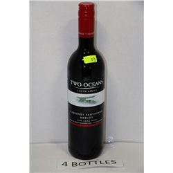 FOUR 750ML BOTTLES OF TWO OCEANS CABERNET