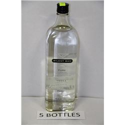 FIVE 1.14 LITRE BOTTLES OF SILENT SAM VODKA 40%