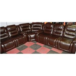 NEW CHOCOLATE BROWN LEATHER RECLINING SECTIONAL