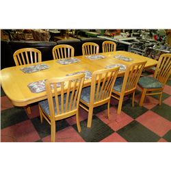 ON CHOICE: OAK TABLE WITH 8 SIDECHAIRS 10' X 45"