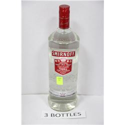 THREE 1.14 LITRE BOTTLES OF SMIRNOFF VODKA 40%