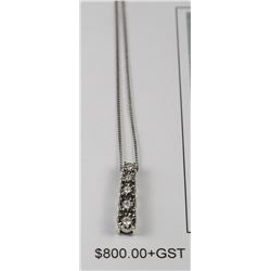 5 STONE DIAMOND PENDANT WITH WHITE GOLD NECKLACE